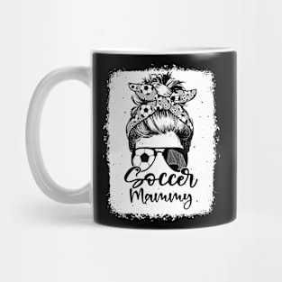 Soccer Mammy Vintage Leopard Messy Bun Bleached Mug